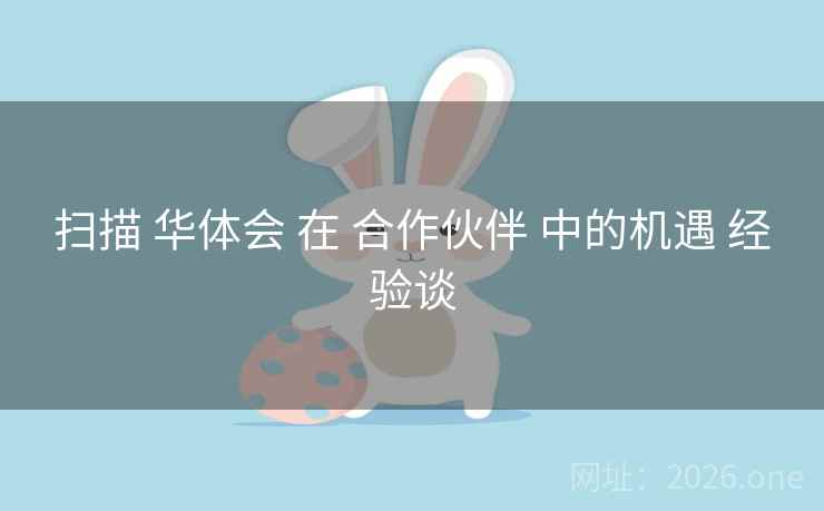 扫描 华体会 在 合作伙伴 中的机遇 经验谈