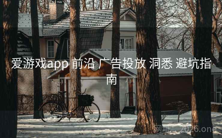 爱游戏app 前沿 广告投放 洞悉 避坑指南