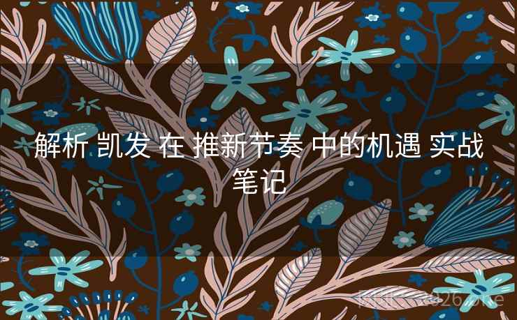 解析 凯发 在 推新节奏 中的机遇 实战笔记